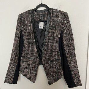 NWT Lane Bryant women tweed blazer jacket faux leather trim Size 20